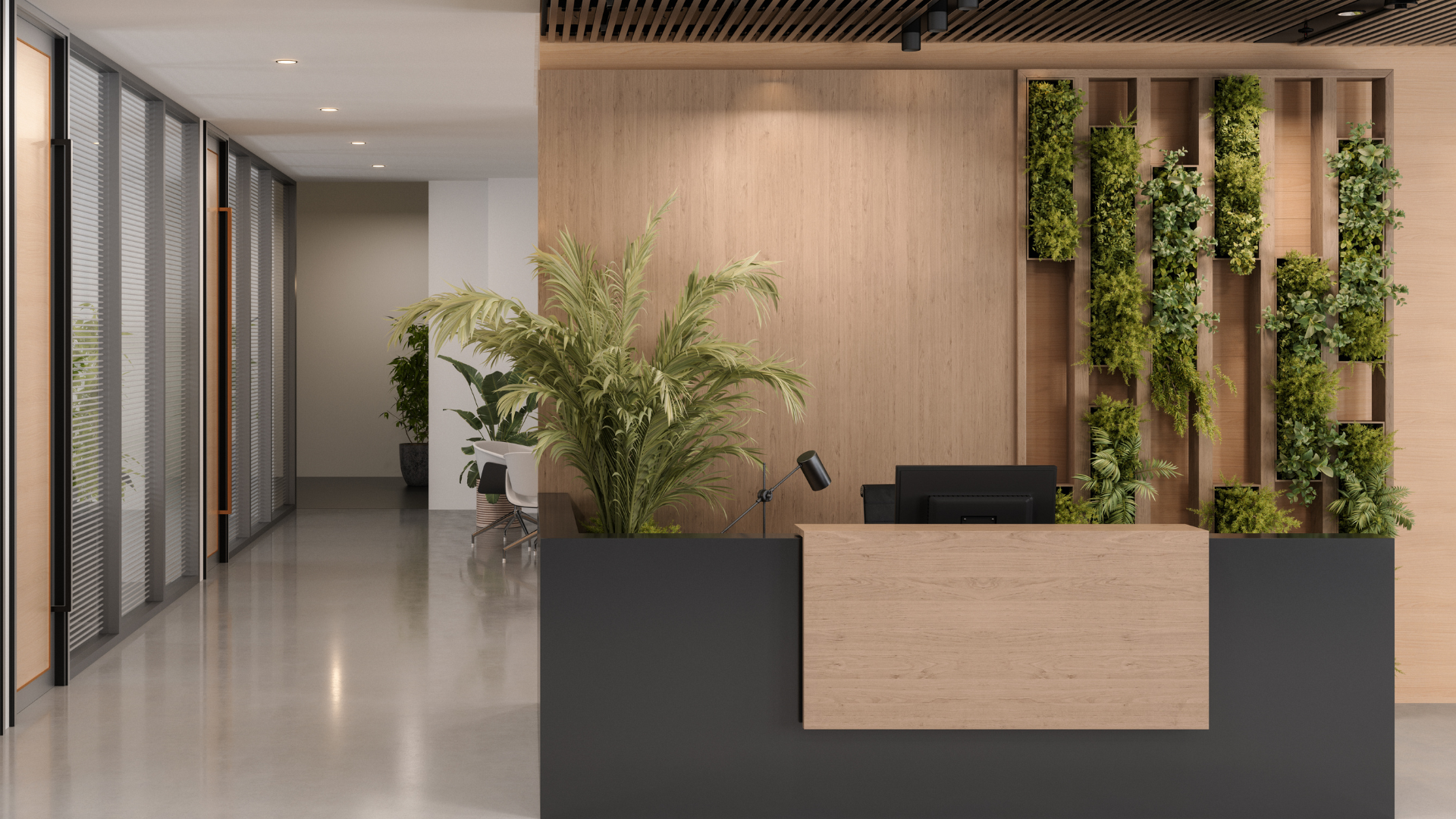 Boutique hotel lobby reception interior design Whitefield Bangalore