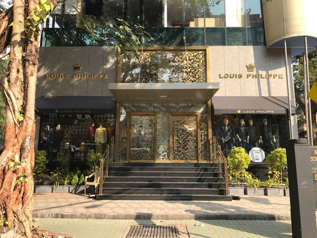 Louis Philippe flagship store storefront designed by Elevare Designs Bangalore