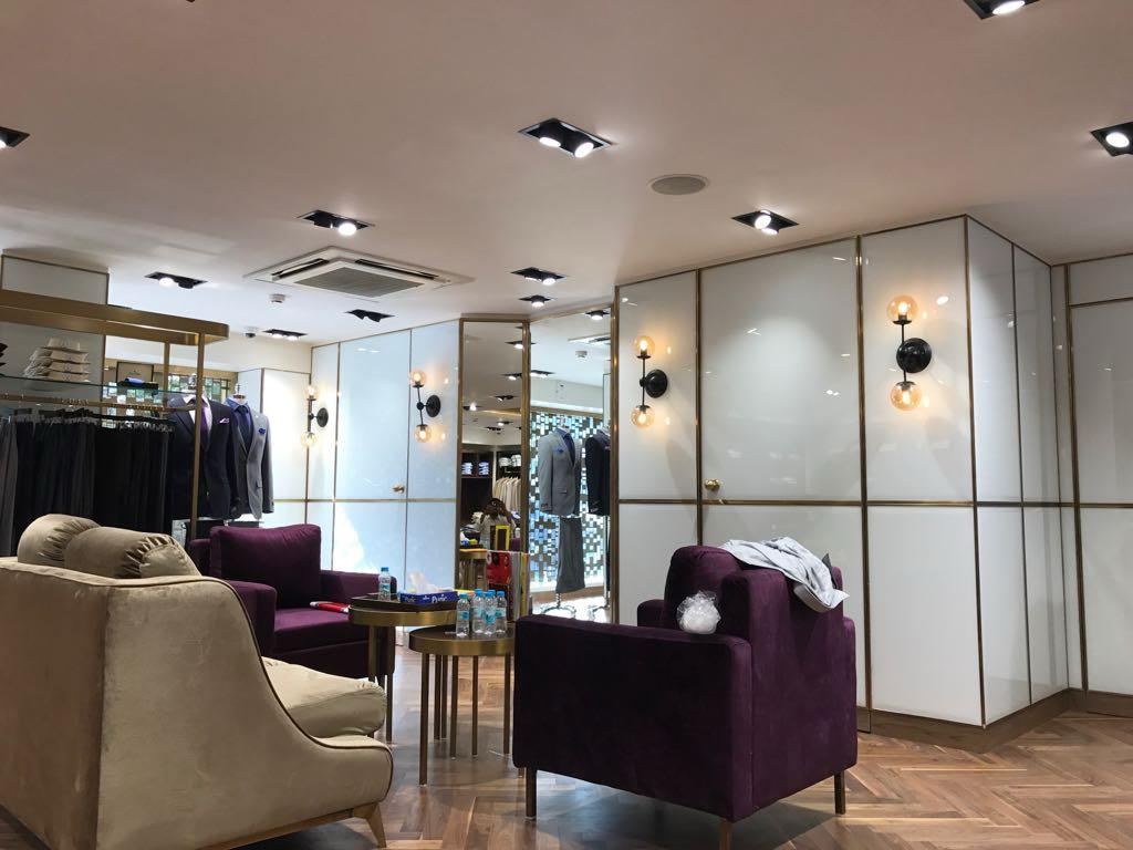 Louis Philippe flagship store VIP lounge Bengaluru by Elevare Designs
